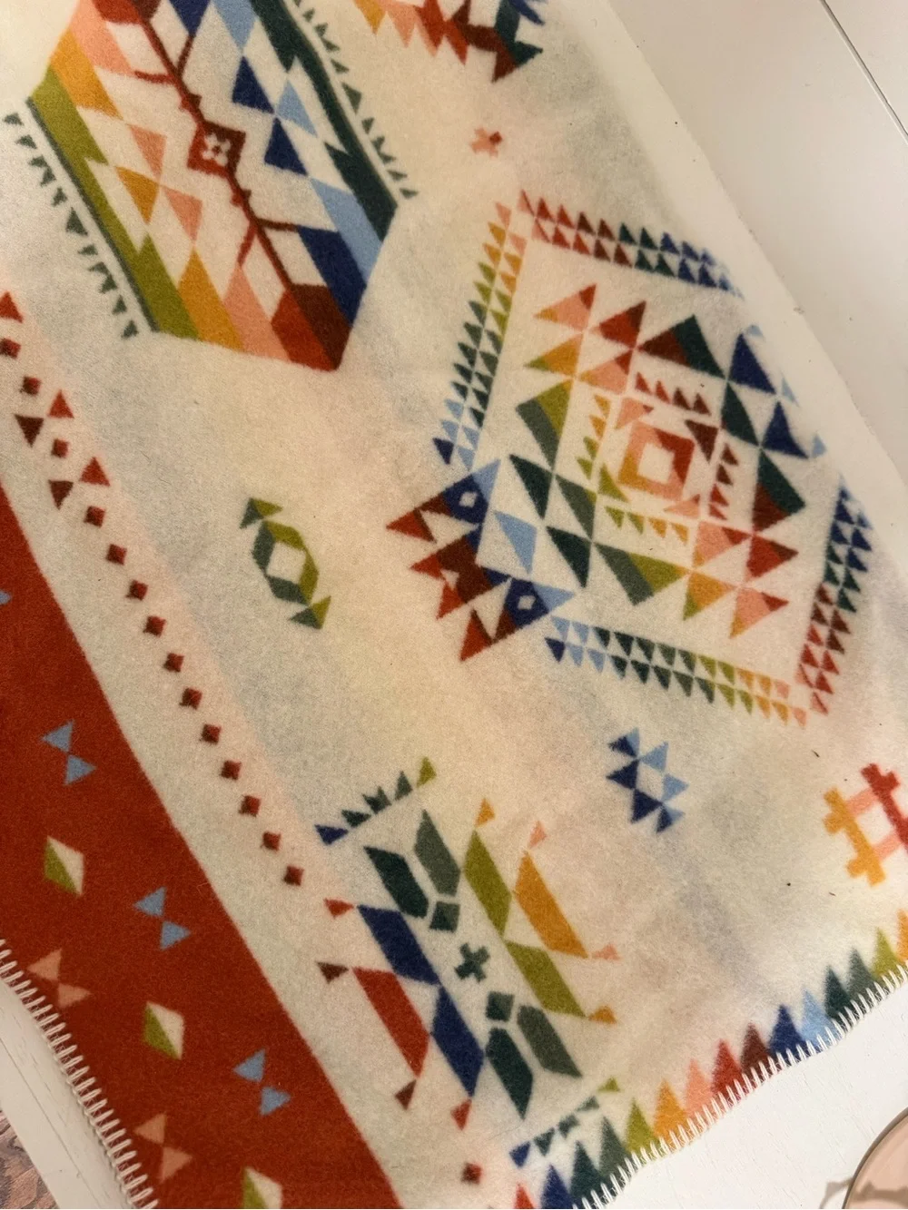 Pendleton Orange & Cream Southwestern Wool Throw